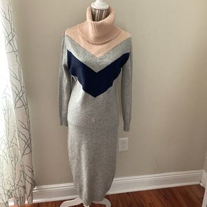 Elliatt colorblock wool blend long turtleneck dress Small